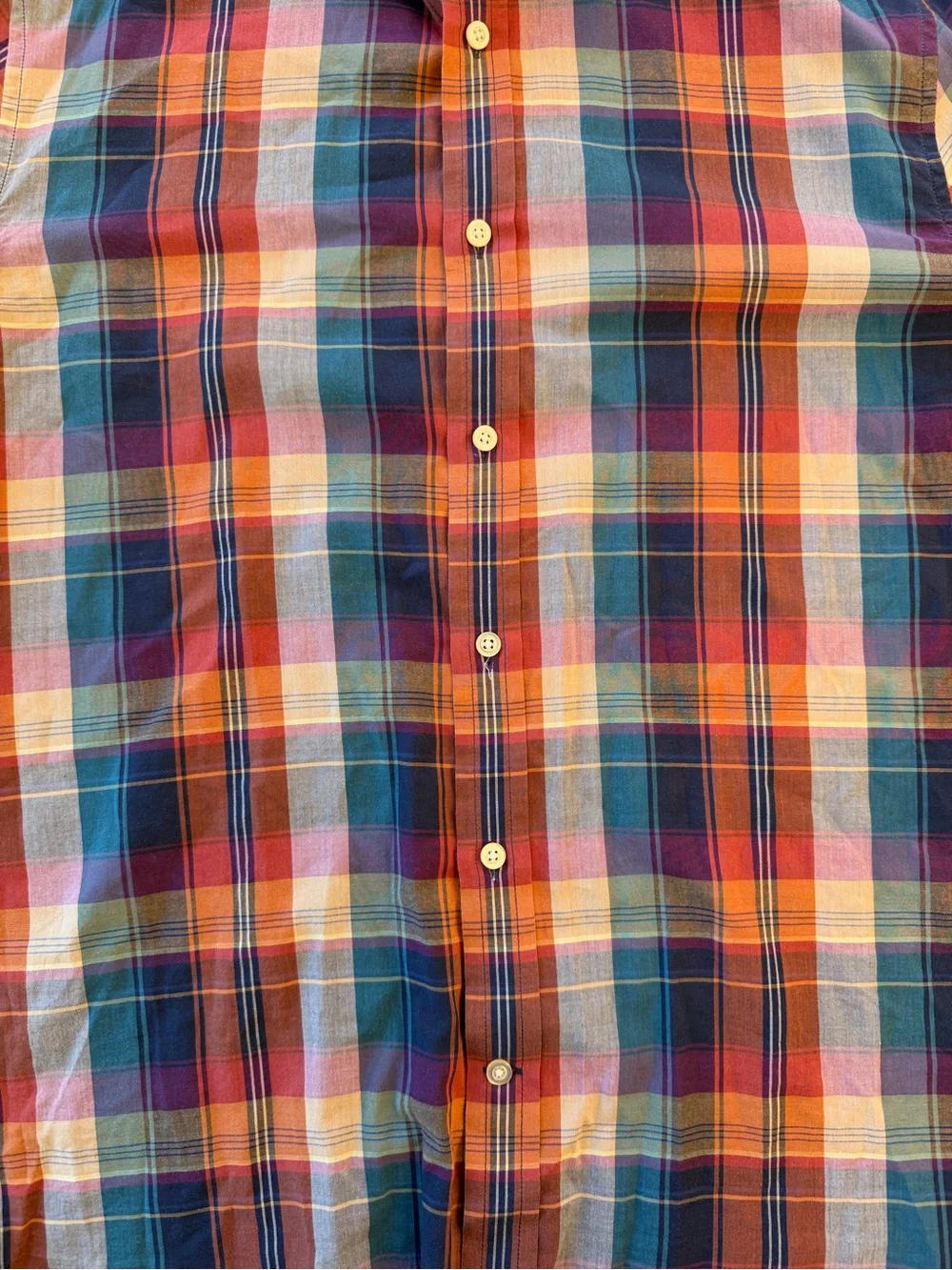 Banana Republic Slim Untucked Fit Plaid Button-Up Cotton Fall Colors- L